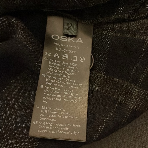 OSKA light jacket blazer Plaid size 2 fits 8/10 oversized wool/linen lagenlook - Picture 9 of 12